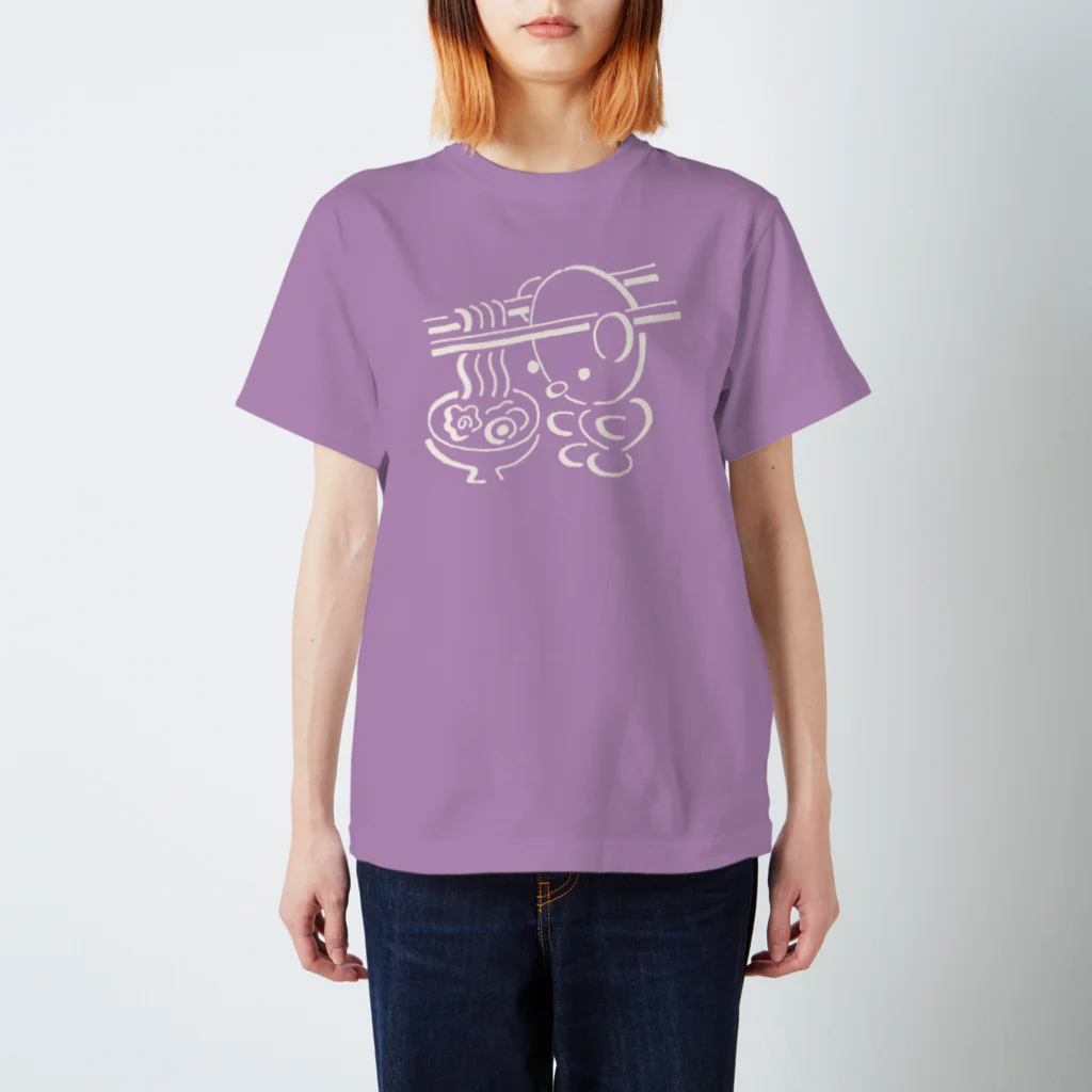 ヌトグランのミミハシ・らぁめん　白インク スタンダードTシャツ