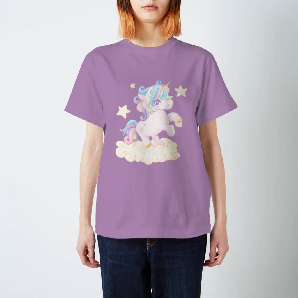 兎工房：宇佐兎三(うさうさん)ショップのUNICORN PONY ユニコーン・ポニー　ファンシー スタンダードTシャツ