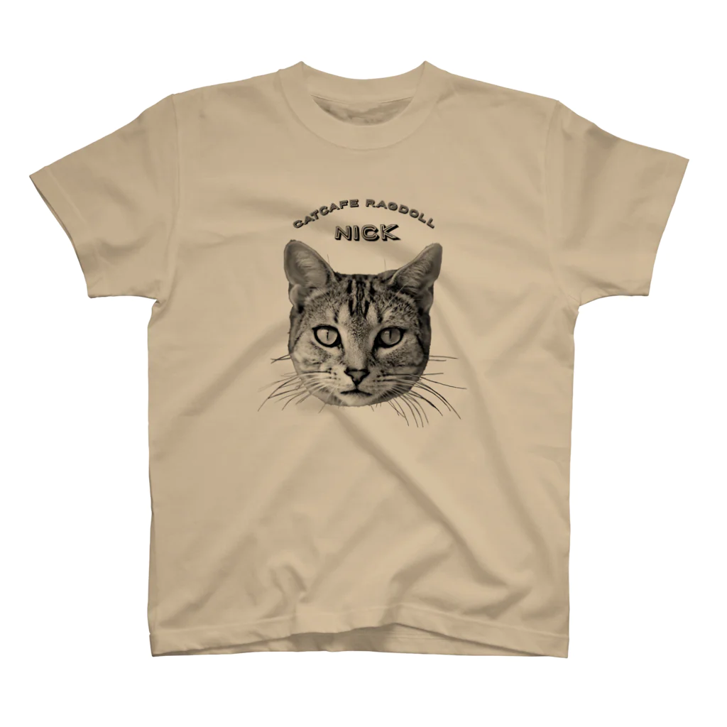 猫カフェラグドール（大阪難波）のニックを応援し隊！モノクロ スタンダードTシャツ