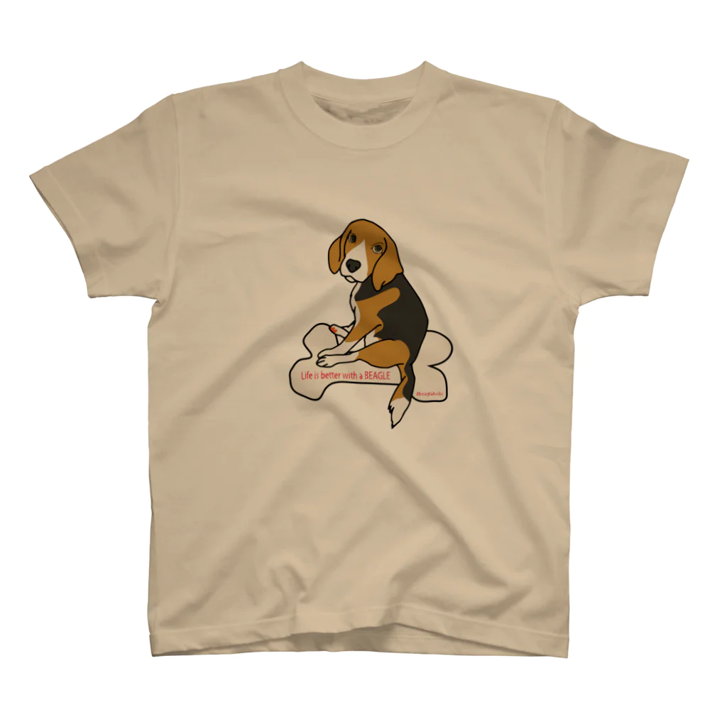 beagle meter the shopのLife is better with a BEAGLE　(トライカラー) Regular Fit T-Shirt