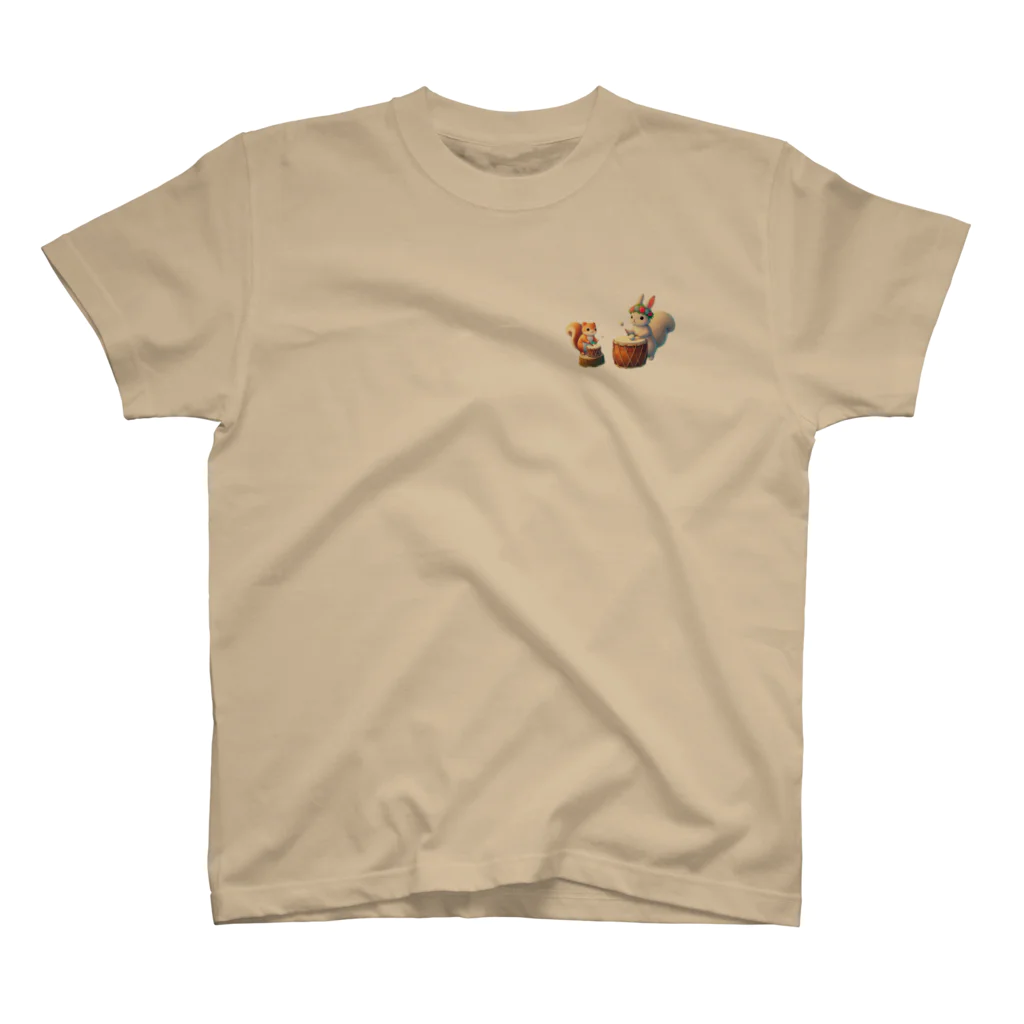 エレファント先生と虹色こどもたちのウサギちゃんとリスちゃんの森の音楽会 Regular Fit T-Shirt