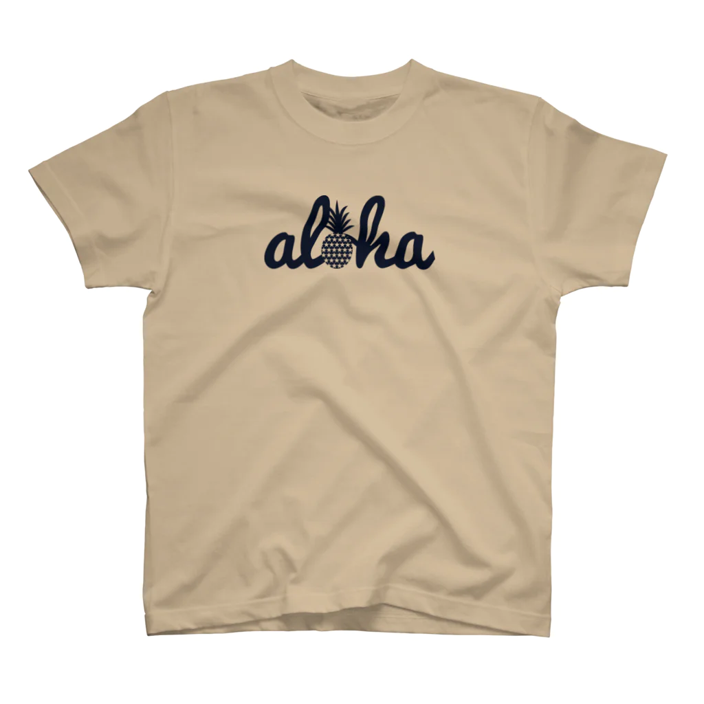 aloha_pineapple_hawaiiのaloha（star）018 navy Regular Fit T-Shirt