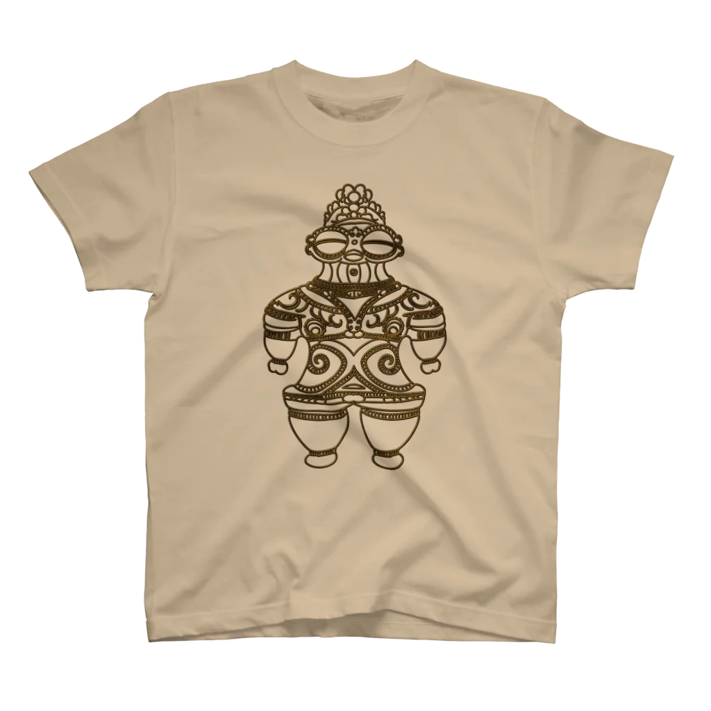 神話の旅人の遮光器土偶　金 （前姿と後姿）  Regular Fit T-Shirt