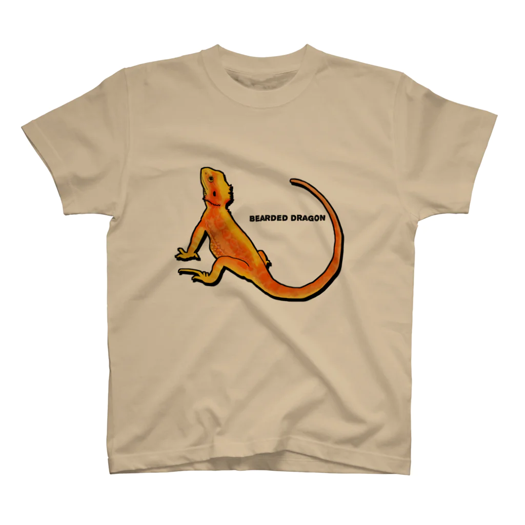 Sumireptiles🐍__爬虫類・生き物グッズのフトアゴ(レッド系) スタンダードTシャツ