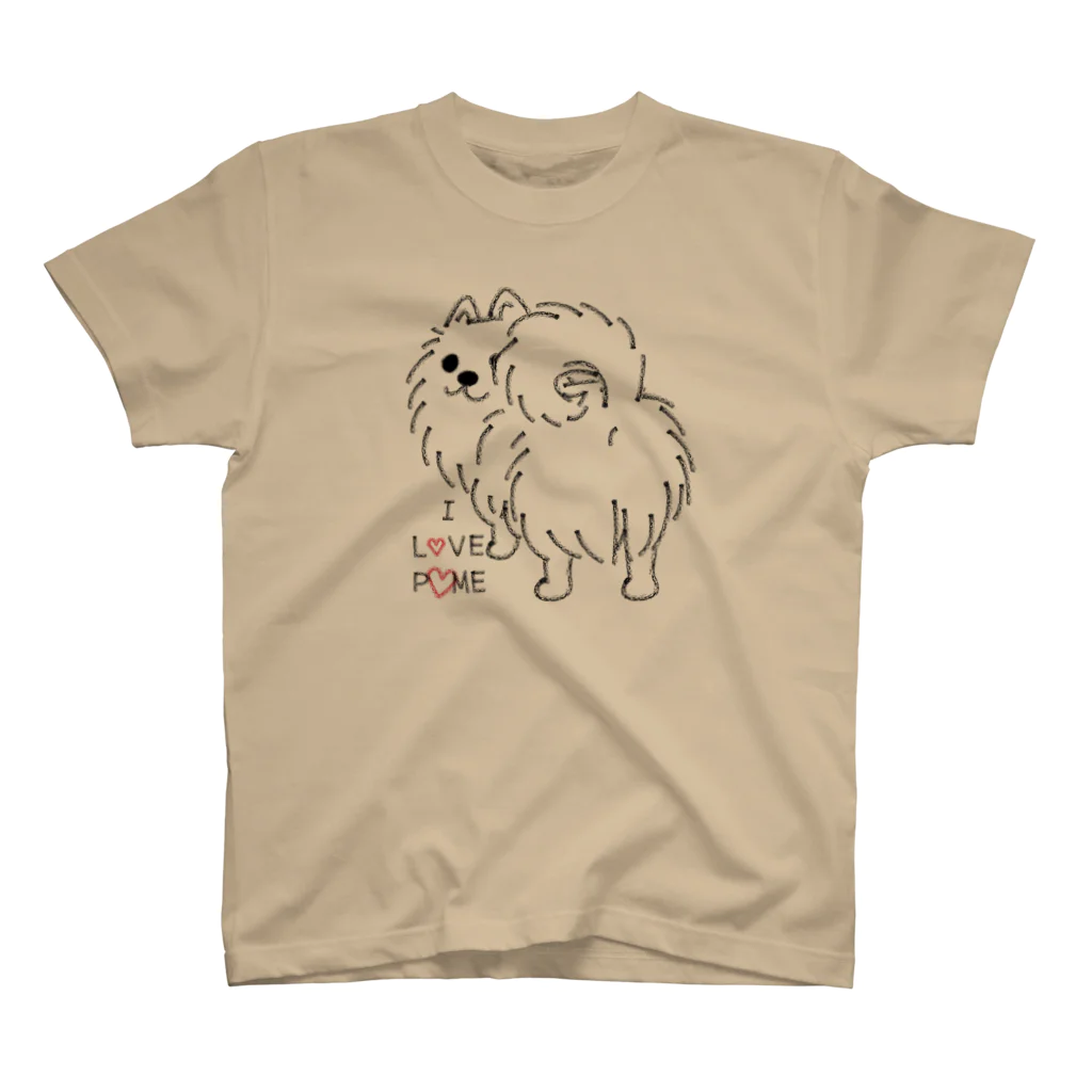 イラスト MONYAAT のいつも見ている ポメラニアン L スタンダードTシャツ