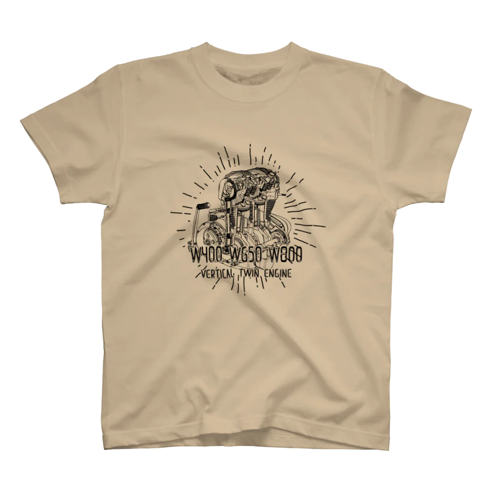 Too fool campers Shop!のW ENGINE03(黒文字) スタンダードTシャツ