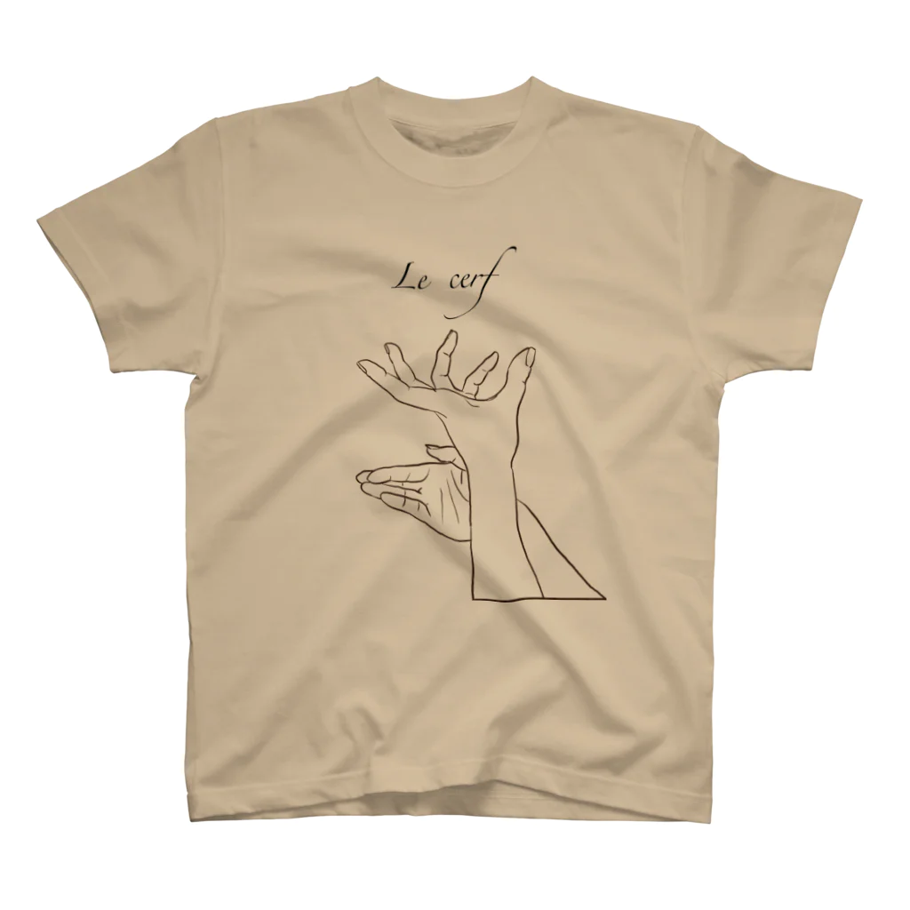 Le souffle blanc@SUZURIのJackalope  series  【雄鹿】 手影絵 Regular Fit T-Shirt