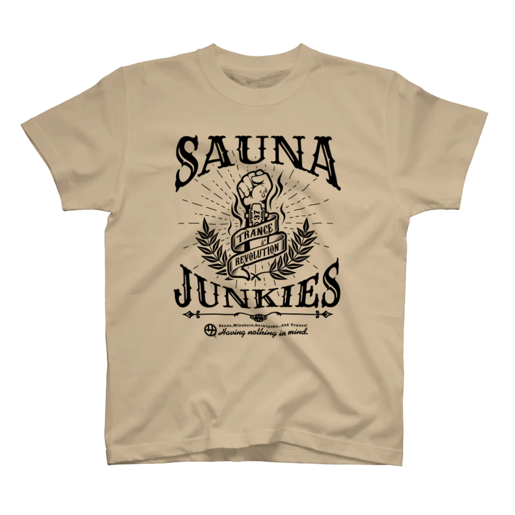 SAUNA JUNKIES | サウナジャンキーズのTRANCE REVOLUTION（黒プリント） Regular Fit T-Shirt