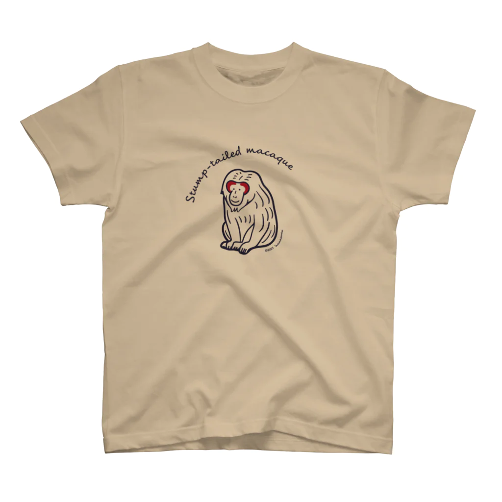 タイでサル調査！研究奮闘記【SUZURI支店】のStump-tailed (BL) Regular Fit T-Shirt