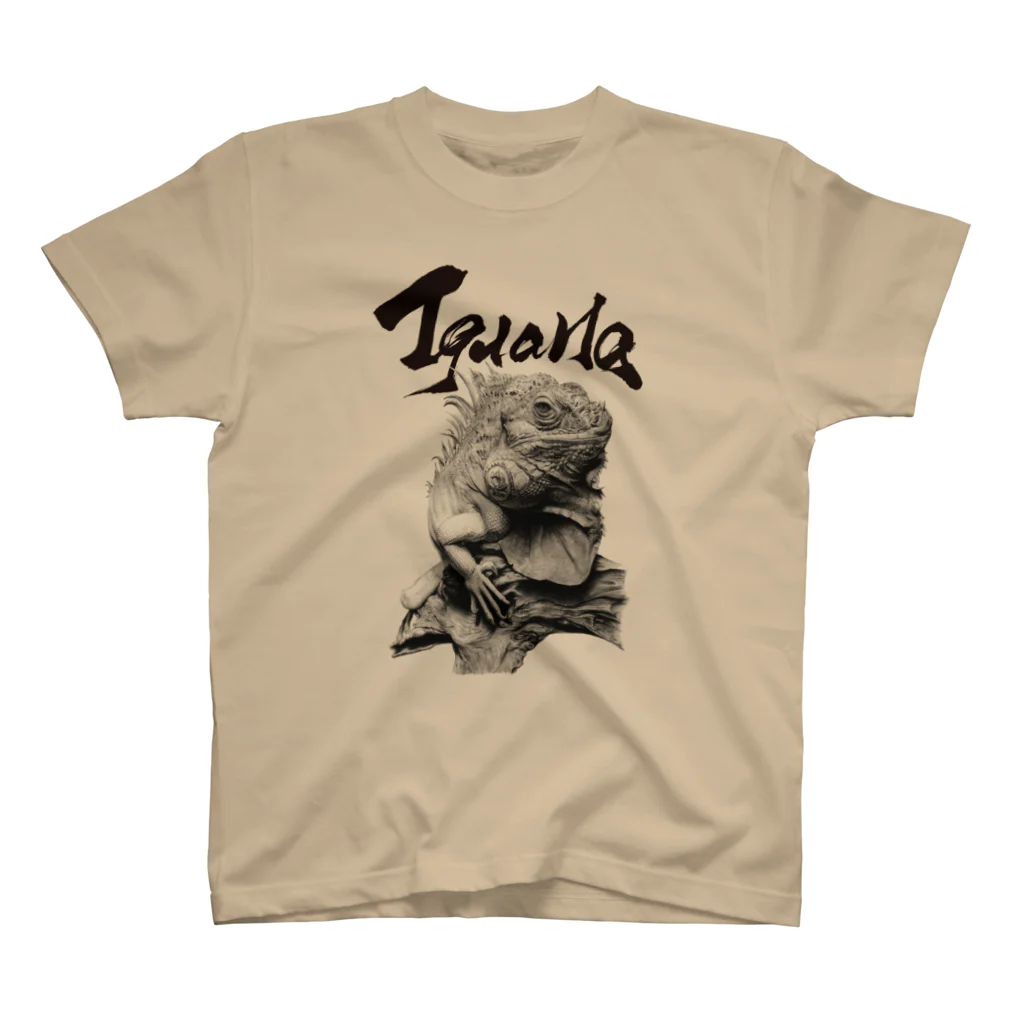 Pencil reptiles | 鉛筆の爬虫類達のグリーンイグアナ（題字あり） | Iguana iguana Regular Fit T-Shirt