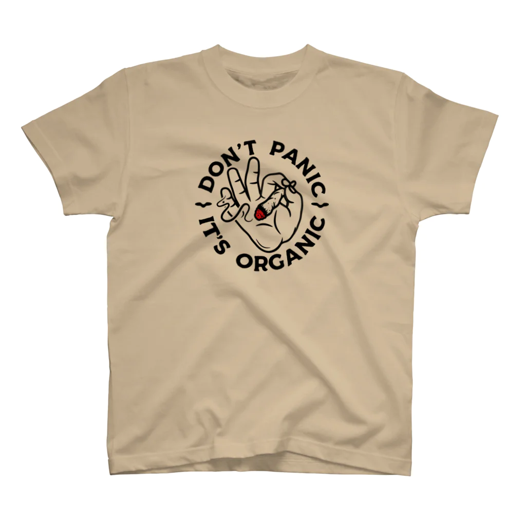 420 MUSIC FACTORYのDon't panic it's organic（パニくるな！）大麻　ジョイント　スモーク　マリファナ　カンナビス Regular Fit T-Shirt