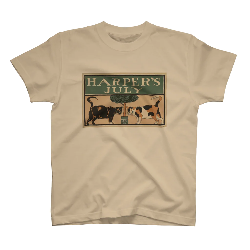 YS VINTAGE WORKSのNY Harper's 1898 ネコ2匹 スタンダードTシャツ