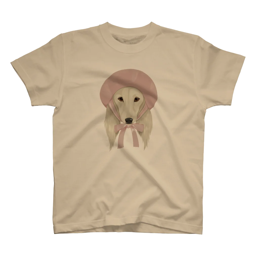 LaminaのSaluki×ベレー帽 スタンダードTシャツ