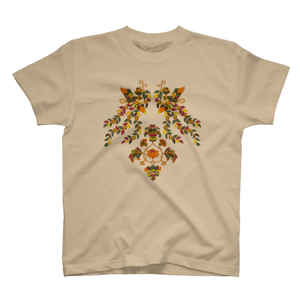 麻の【正倉院】花喰鳥文様 スタンダードTシャツ