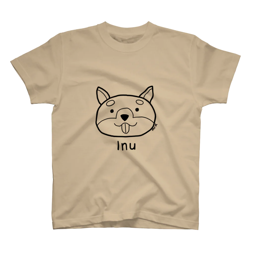 MrKShirtsのInu (犬) 黒デザイン スタンダードTシャツ