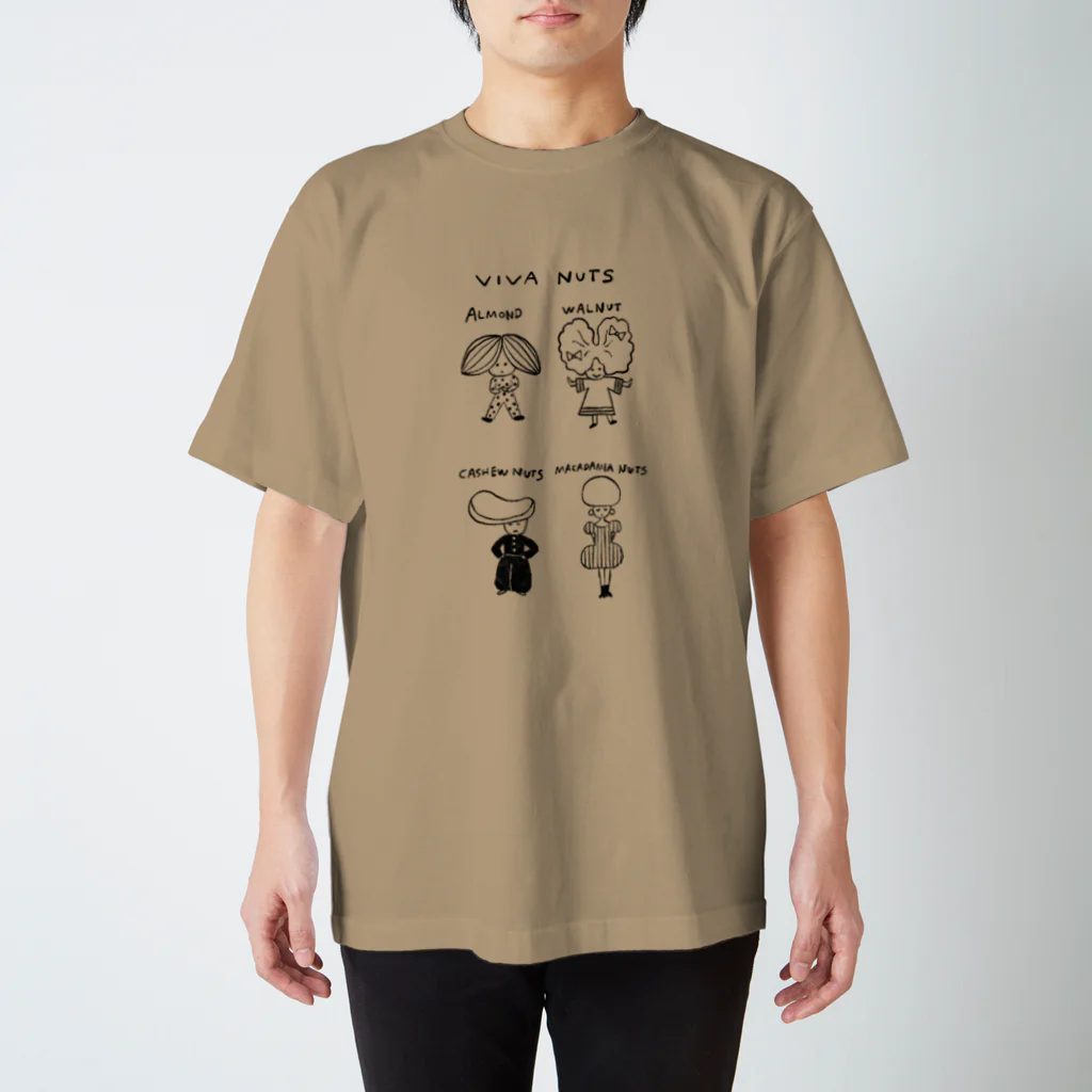 木波本陽子　Kibamoto YokoのVIVA NUTS 4 （シロクロ） スタンダードTシャツ