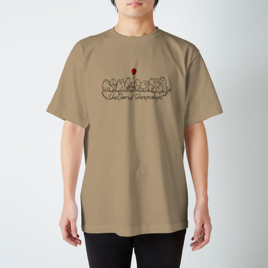 Airy Blueのシンプルラインシェルティーズ（黒） スタンダードTシャツ