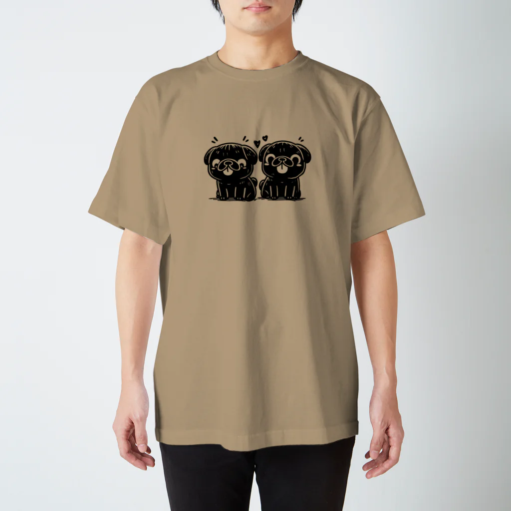 ブヒーズのtwin pug スタンダードTシャツ