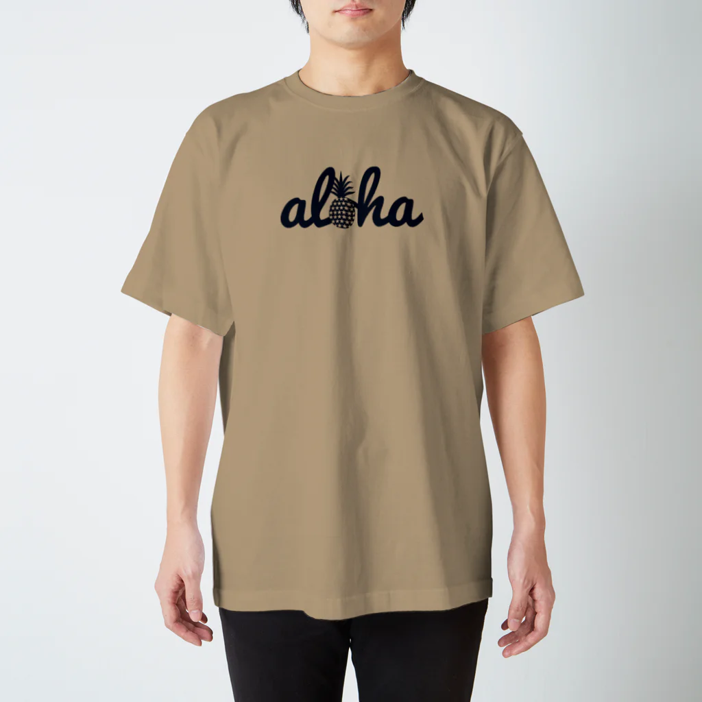 aloha_pineapple_hawaiiのaloha（star）018 navy Regular Fit T-Shirt