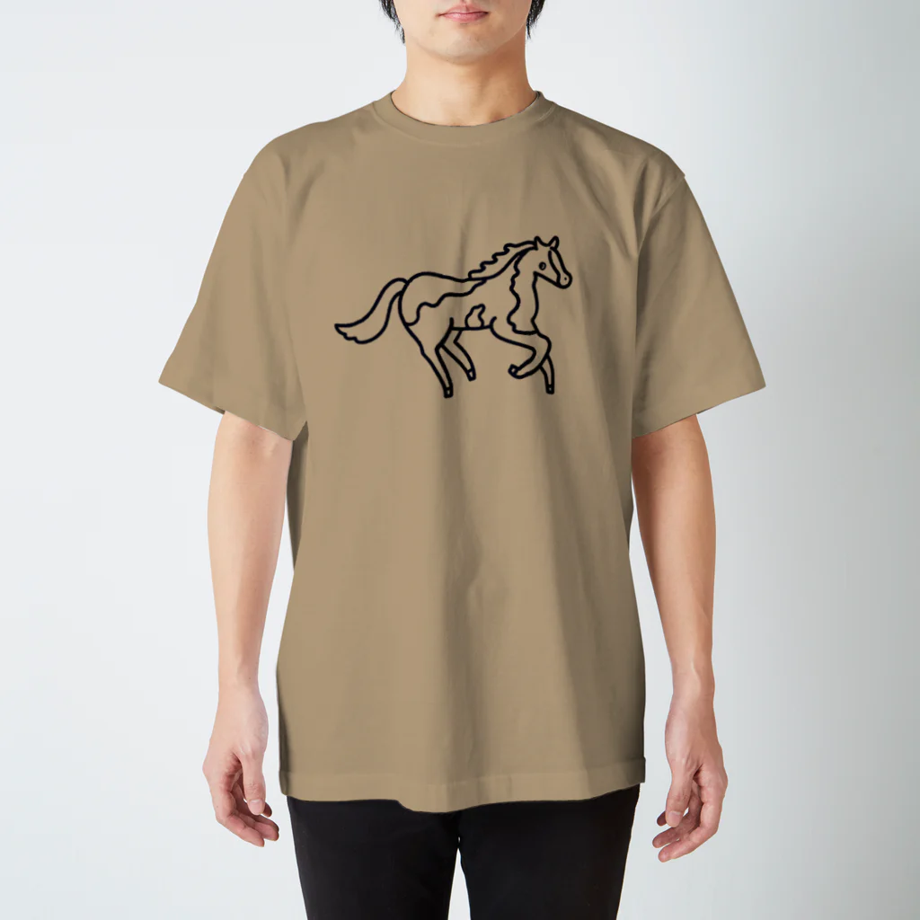 Futakawa Mayuのグッズショップの馬 ブチ 紺 スタンダードTシャツ