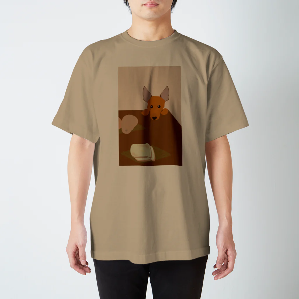 ふうふうたかのミニチュア・ピンシャーとパン スタンダードTシャツ