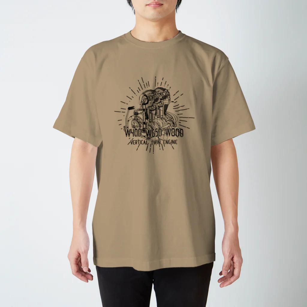 Too fool campers Shop!のW ENGINE03(黒文字) スタンダードTシャツ