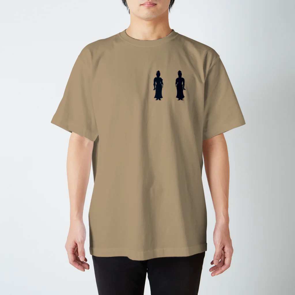 山の門の菩薩(紺)ディスタンス/文字なし Regular Fit T-Shirt