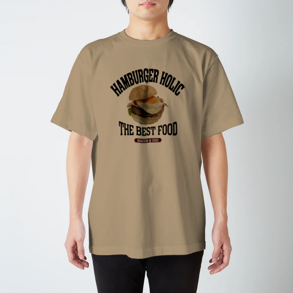 メシテロタイプ（飯テロTシャツブランド）のベーコン＆エッグバーガー（ビンテージ風） スタンダードTシャツ