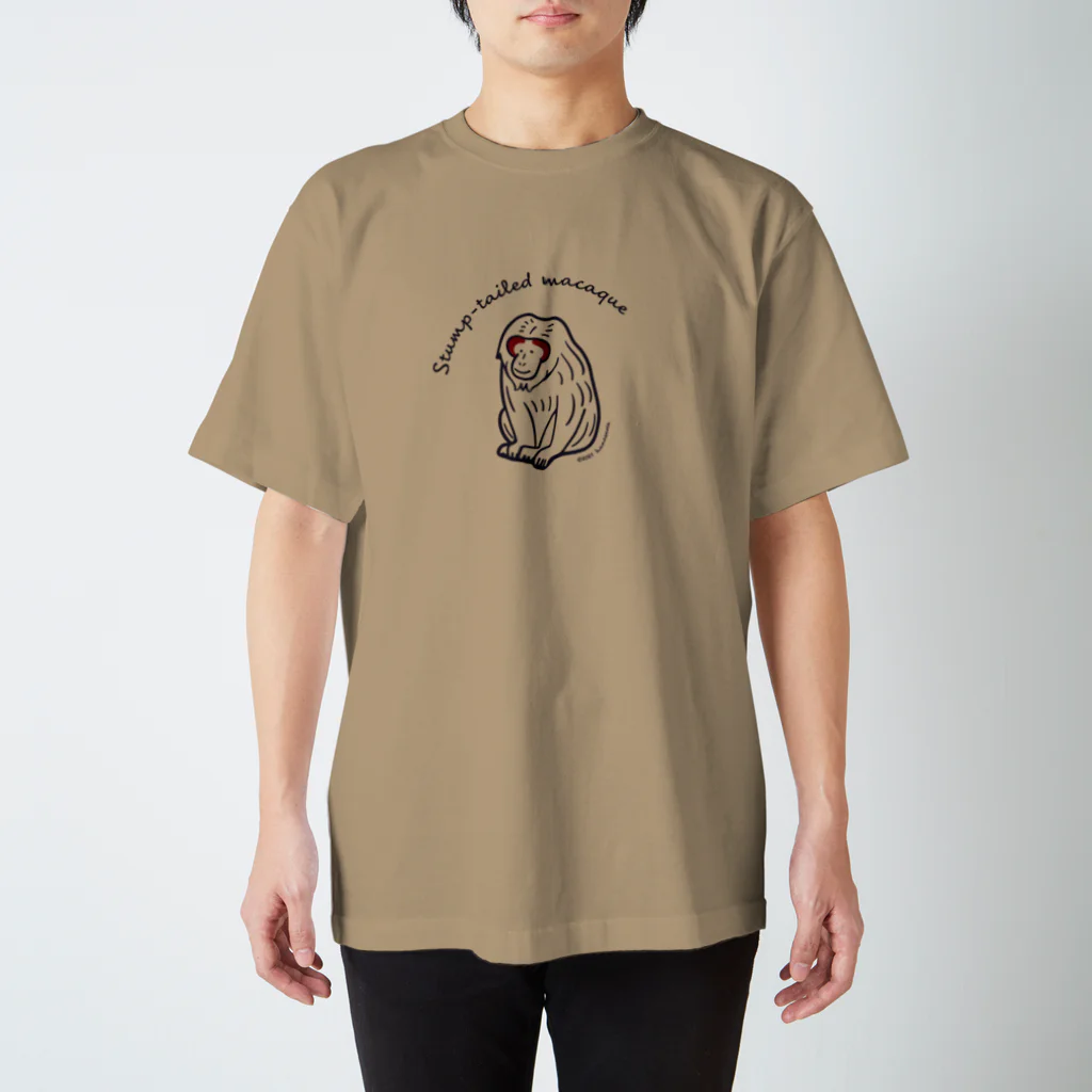 タイでサル調査！研究奮闘記【SUZURI支店】のStump-tailed (BL) Regular Fit T-Shirt