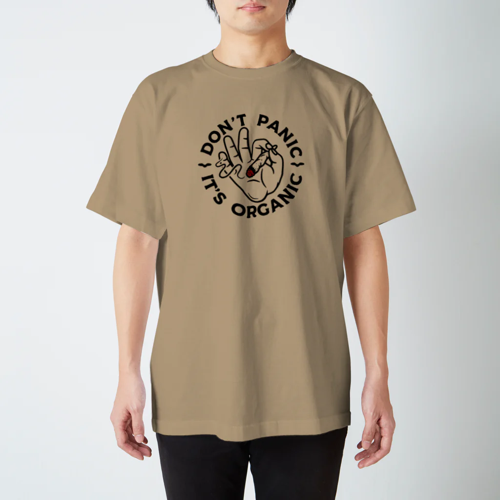 420 MUSIC FACTORYのDon't panic it's organic（パニくるな！）大麻　ジョイント　スモーク　マリファナ　カンナビス Regular Fit T-Shirt