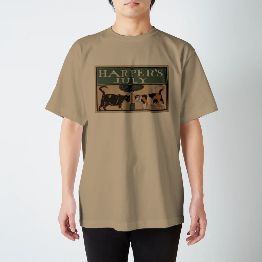 YS VINTAGE WORKSのNY Harper's 1898 ネコ2匹 スタンダードTシャツ