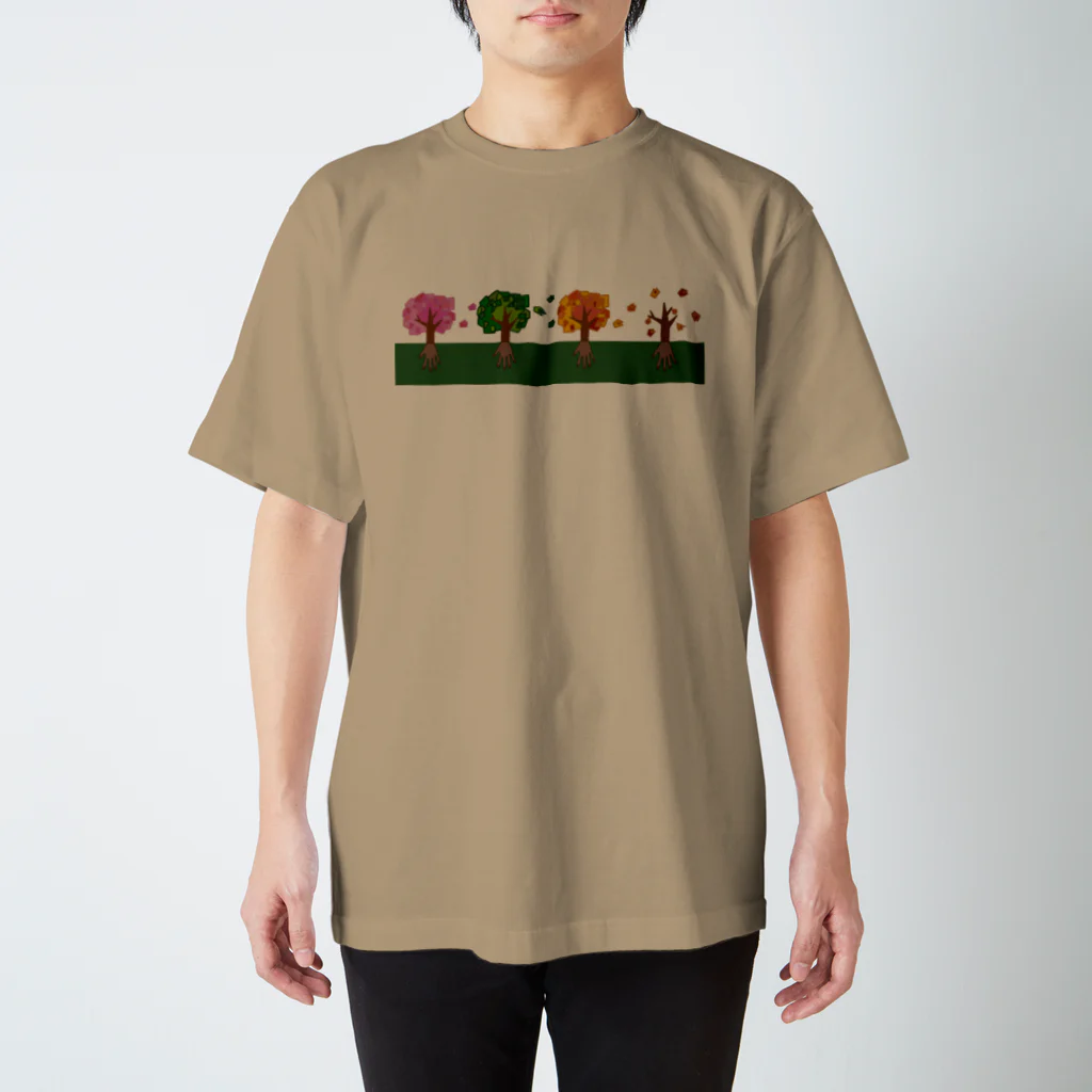 うめぼしととまととごはん。の『ね』と根。春夏秋冬バージョン。 スタンダードTシャツ