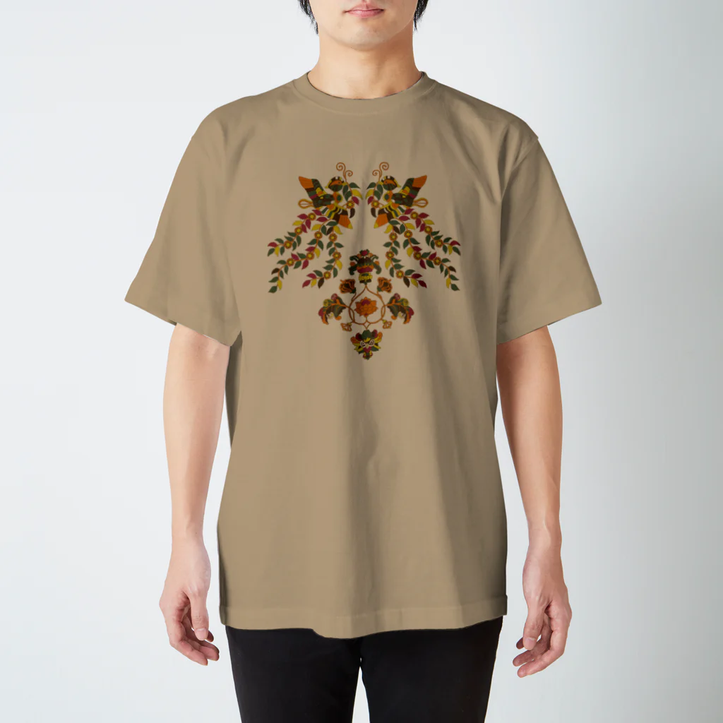 麻の【正倉院】花喰鳥文様 スタンダードTシャツ