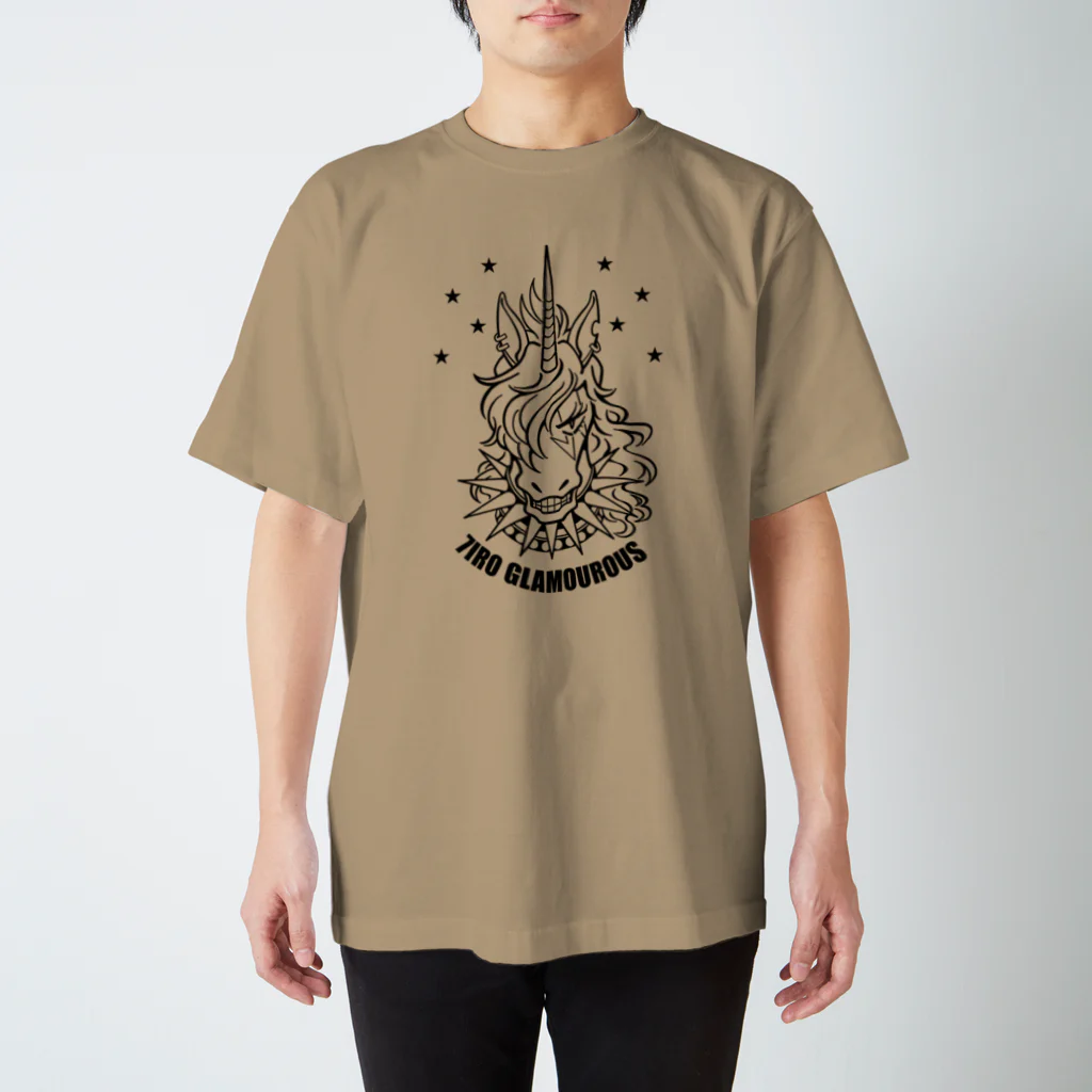 7IRO GLAMOUROUSのノエル・デストロイ・クラッシャー線画Tシャツ淡色 Regular Fit T-Shirt