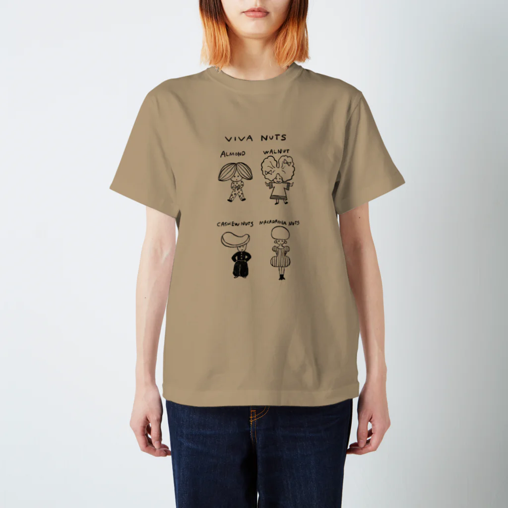 木波本陽子　Kibamoto YokoのVIVA NUTS 4 （シロクロ） スタンダードTシャツ