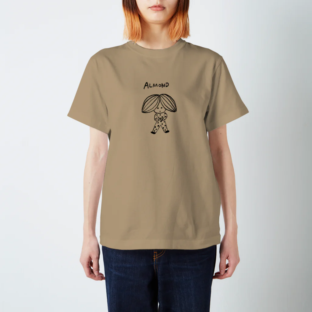 木波本陽子　Kibamoto YokoのVIVA NUTS （アーモンド）シロクロ スタンダードTシャツ