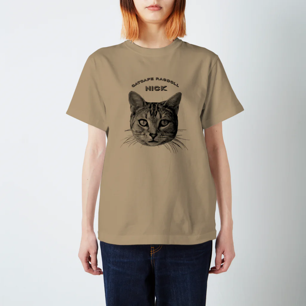 猫カフェラグドール（大阪難波）のニックを応援し隊！モノクロ スタンダードTシャツ