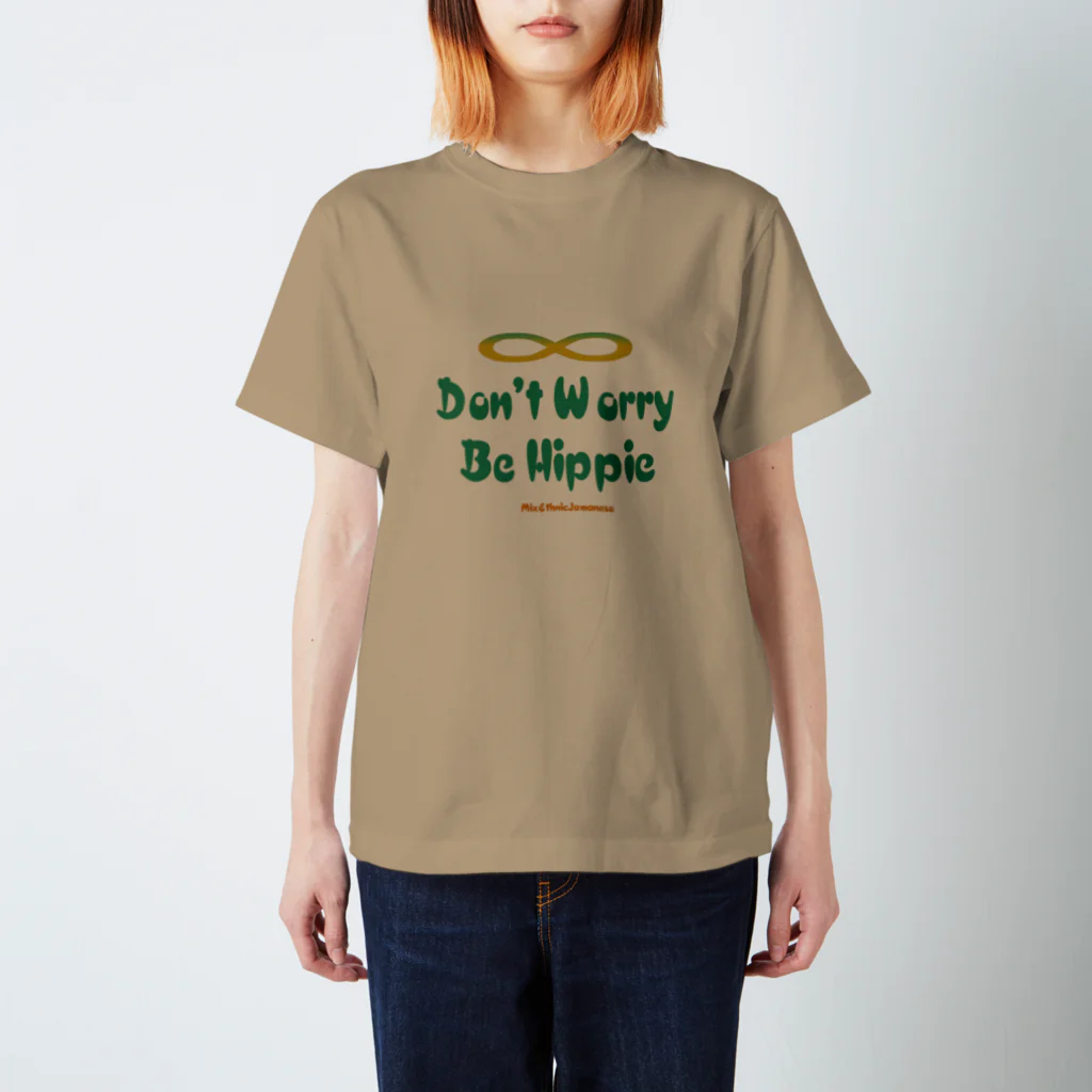 mixethnicjamamaneseのオリジナルロゴシリーズ　don't worry be hippie スタンダードTシャツ