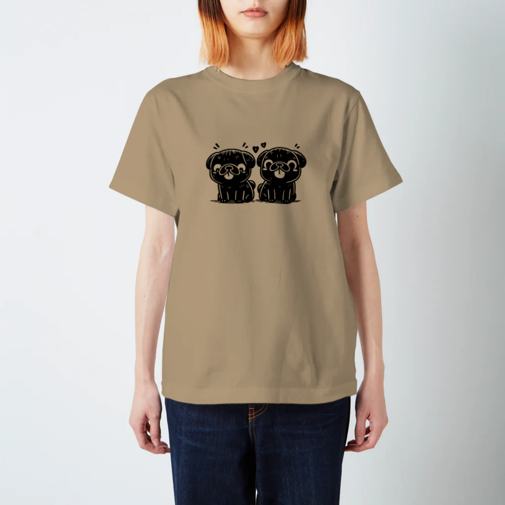 ブヒーズのtwin pug スタンダードTシャツ