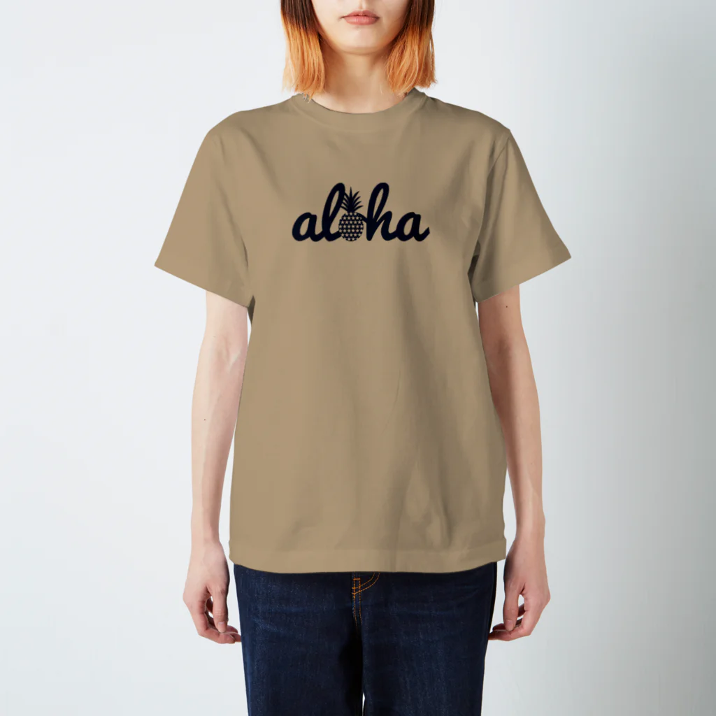 aloha_pineapple_hawaiiのaloha（star）018 navy Regular Fit T-Shirt