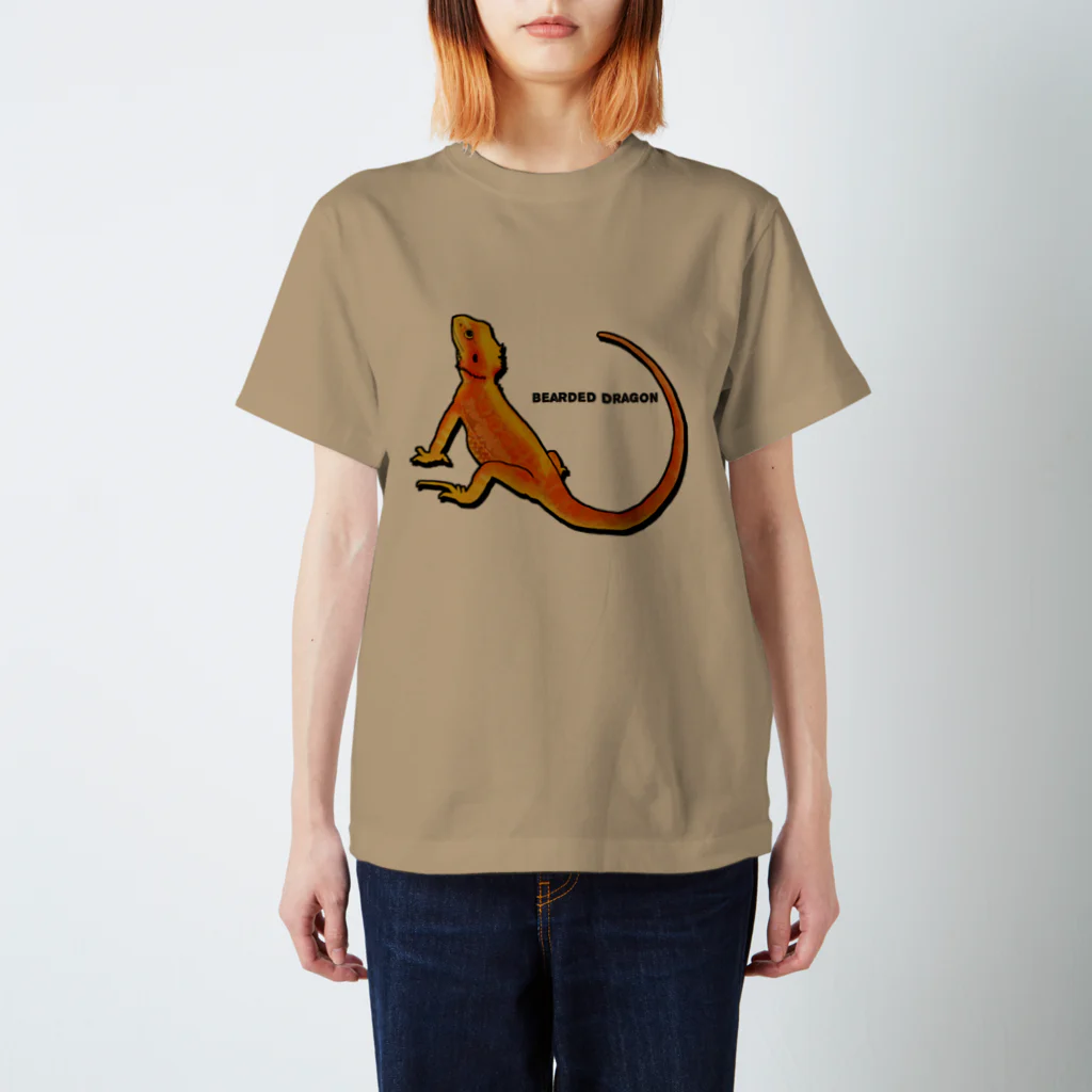 Sumireptiles🐍__爬虫類・生き物グッズのフトアゴ(レッド系) スタンダードTシャツ