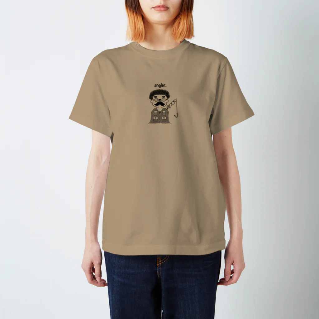 Angler′s Styleのあんぐらーおじさん（モノクロ） スタンダードTシャツ