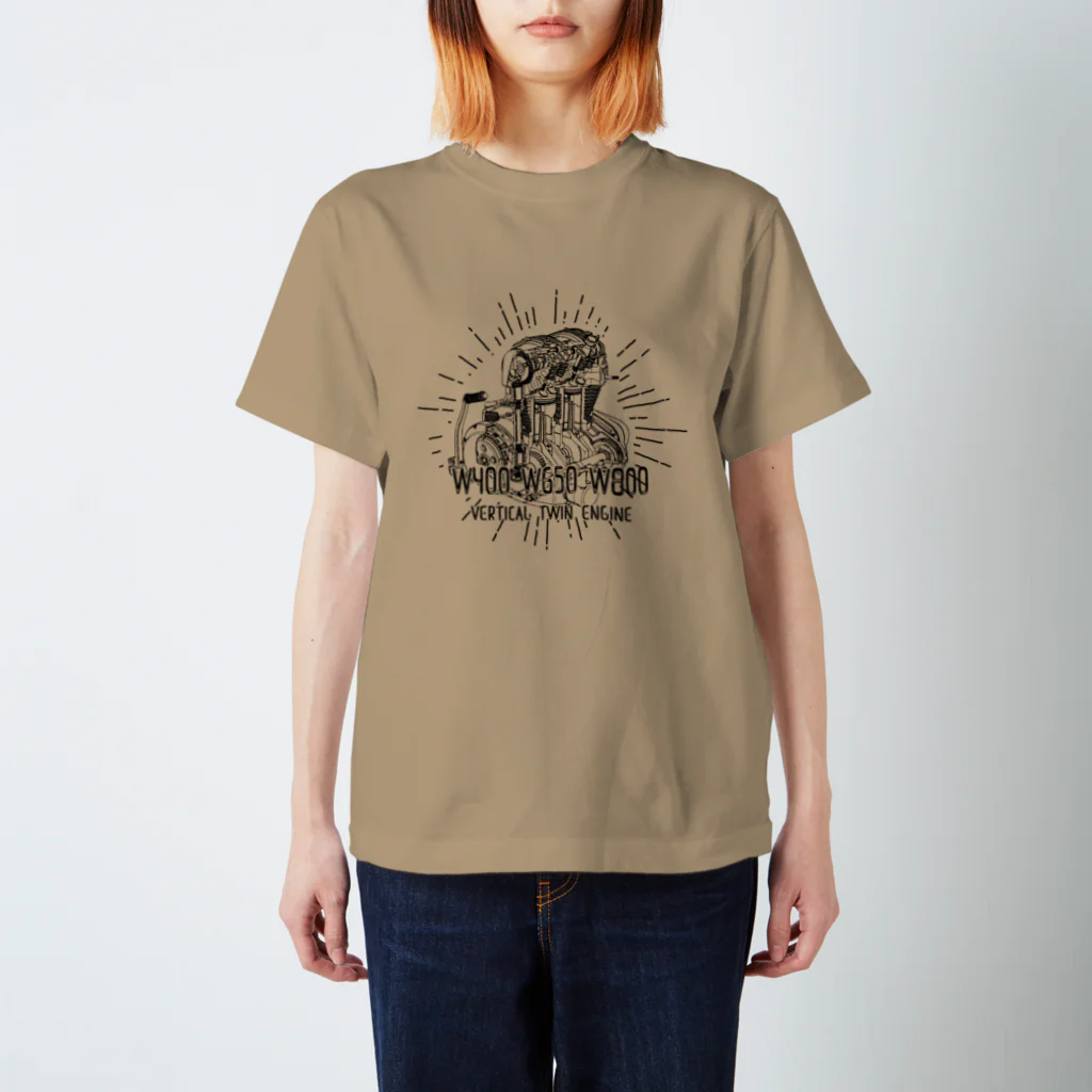 Too fool campers Shop!のW ENGINE03(黒文字) スタンダードTシャツ