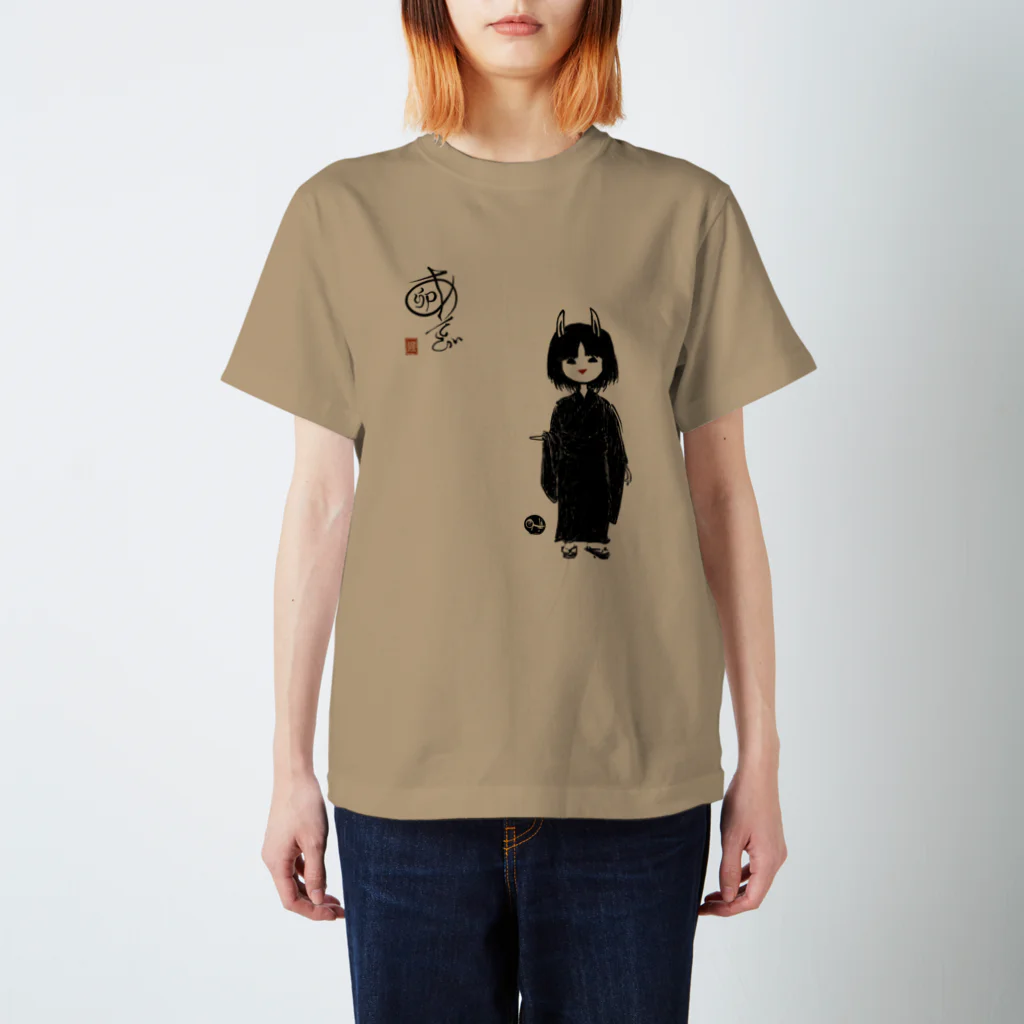 花日和 畳の兎面の子(黒字) スタンダードTシャツ