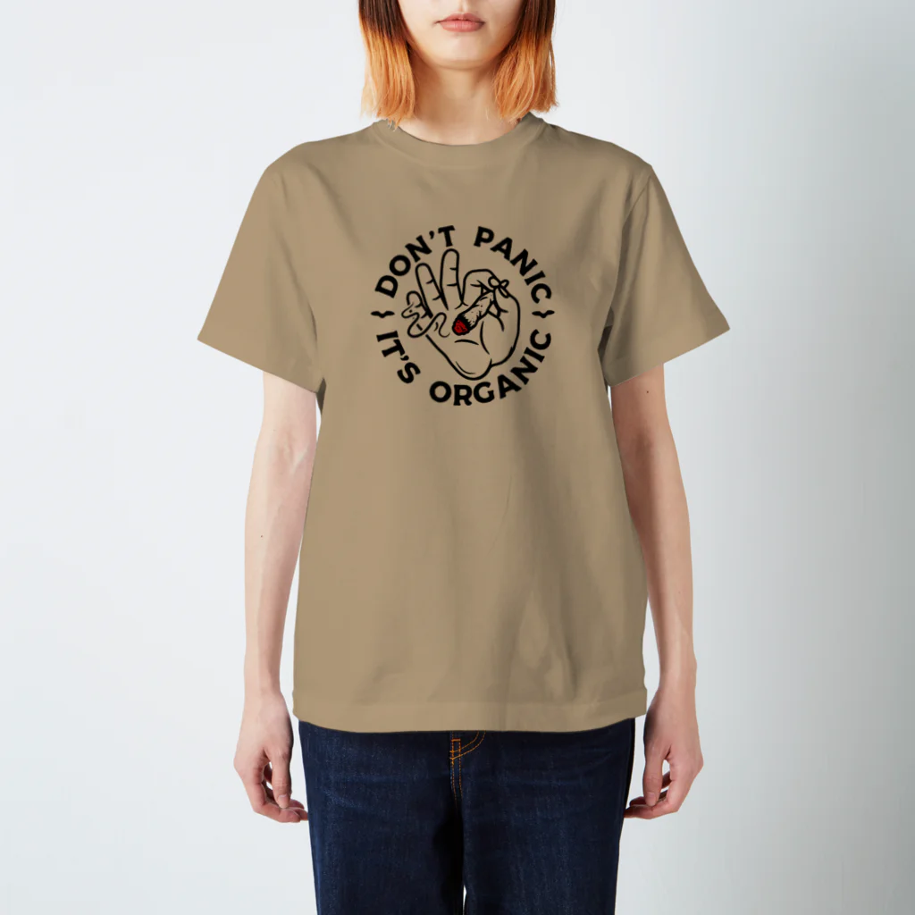 420 MUSIC FACTORYのDon't panic it's organic（パニくるな！）大麻　ジョイント　スモーク　マリファナ　カンナビス Regular Fit T-Shirt