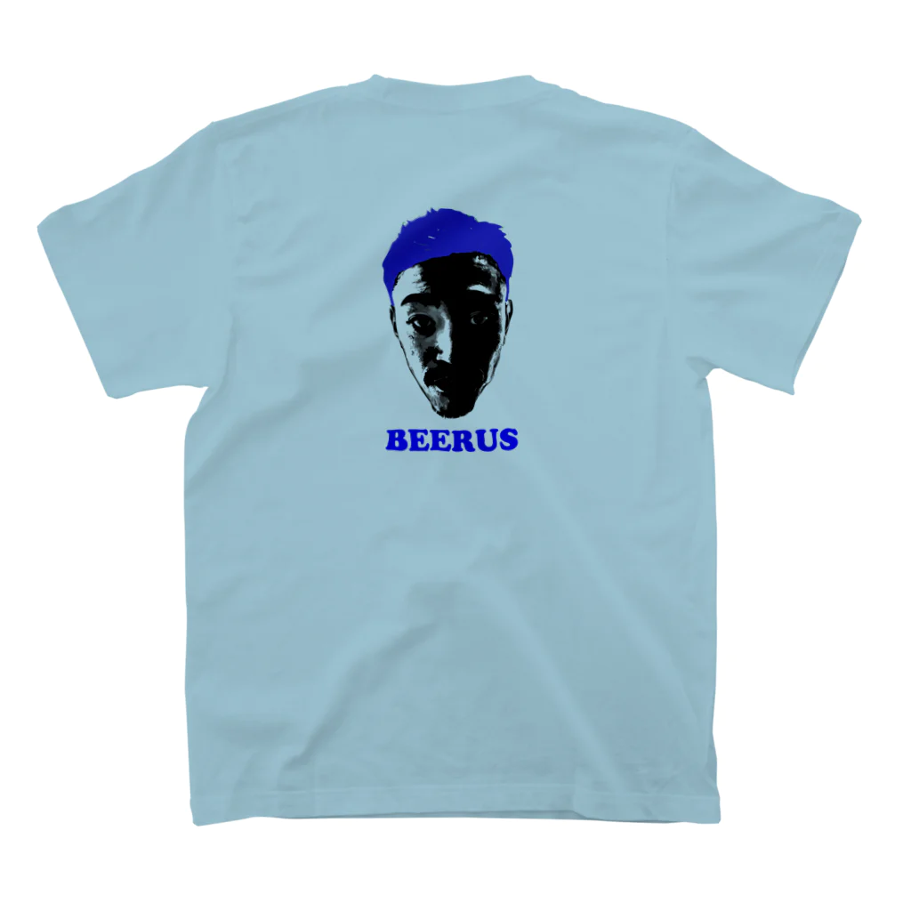 BEERUS ROLLCAKEのTHE BEERUS FACE  ブルー Regular Fit T-Shirtの裏面