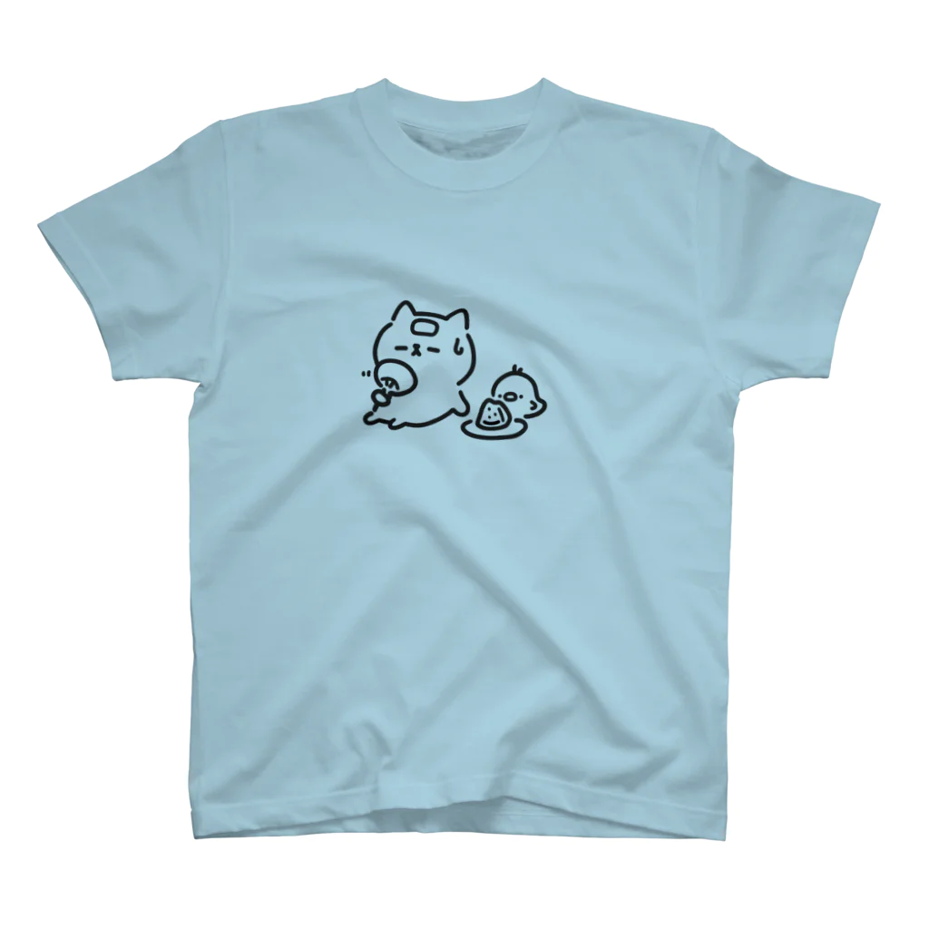 たおずんのイラストの猫とヒヨコの夏。 スタンダードTシャツ