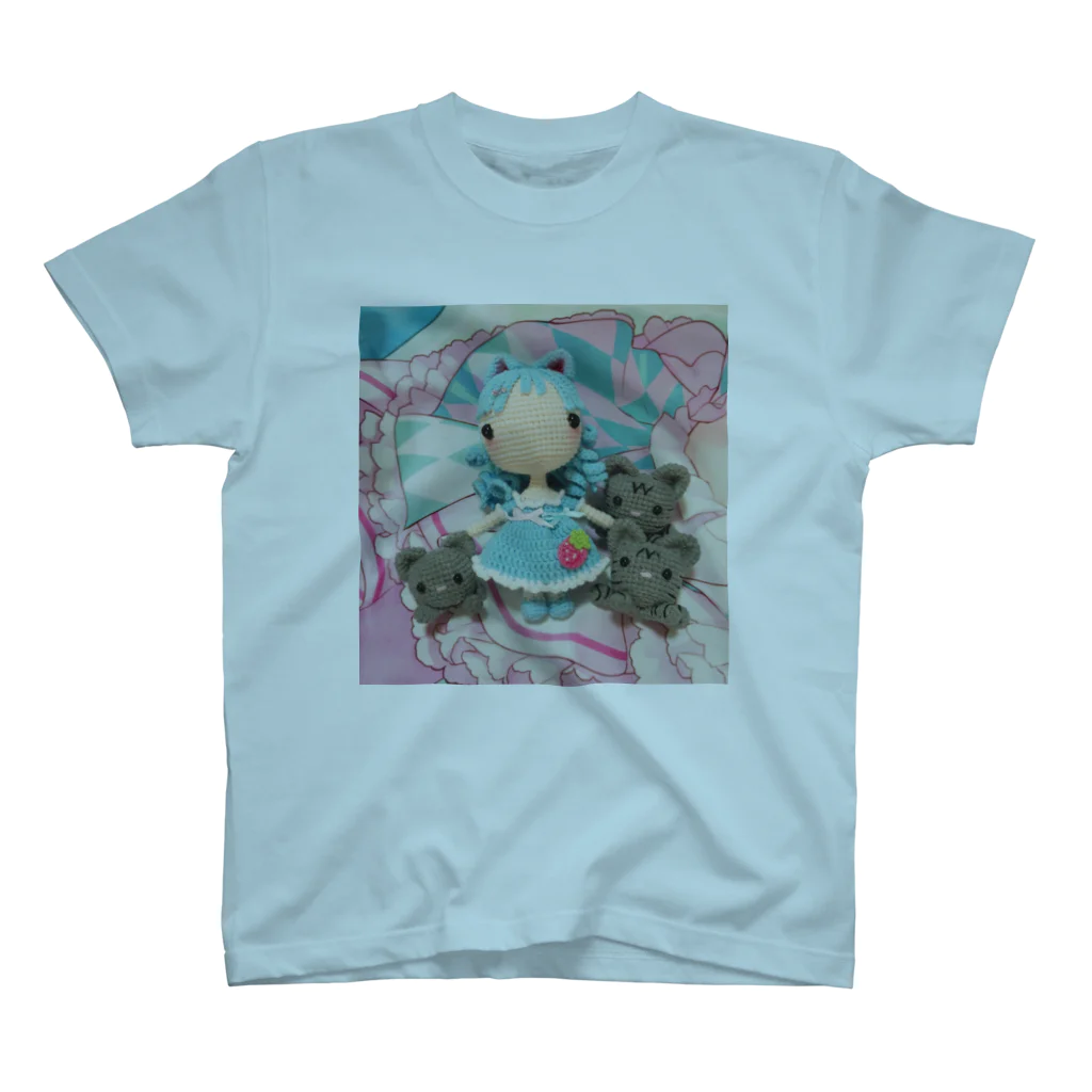 miku'ꜱGallery星猫のあみぐるみラゼルと3匹の猫 スタンダードTシャツ