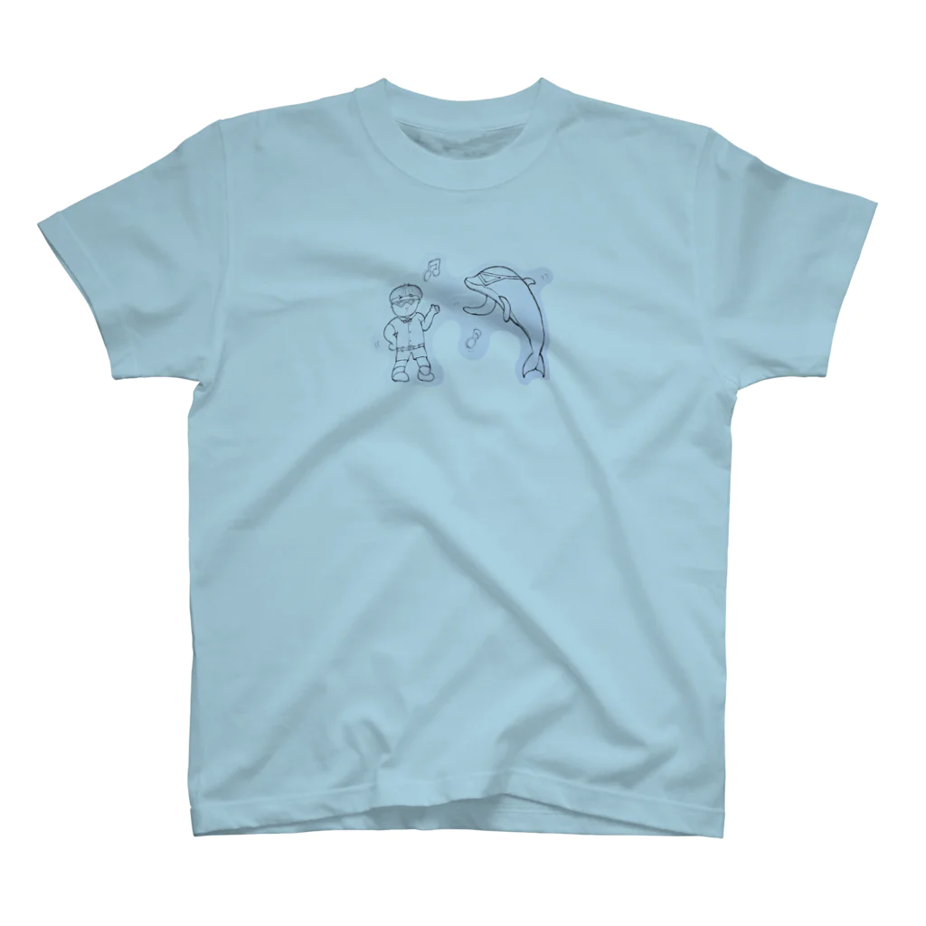 バイオのぬりえのイルカにのったりイルカとのったり スタンダードTシャツ