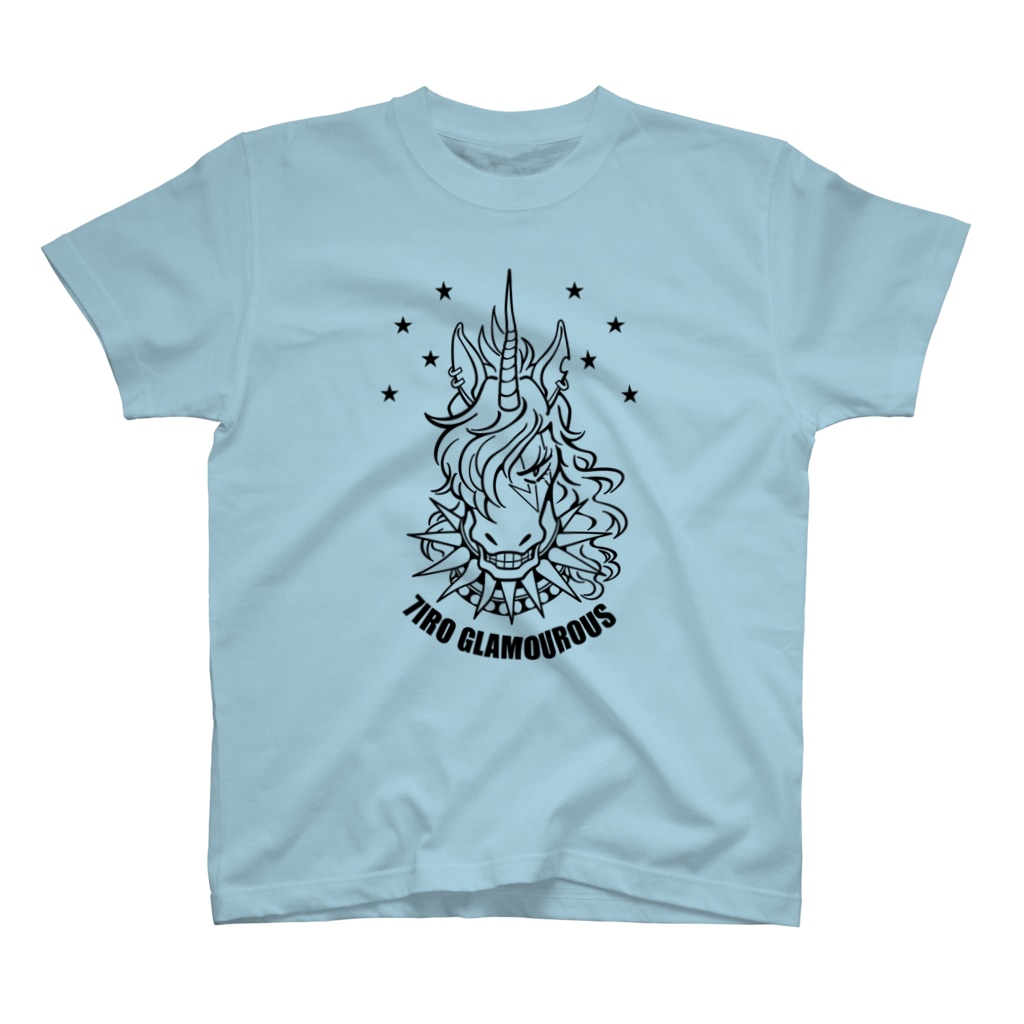 7IRO GLAMOUROUSのノエル・デストロイ・クラッシャー線画Tシャツ淡色 Regular Fit T-Shirt